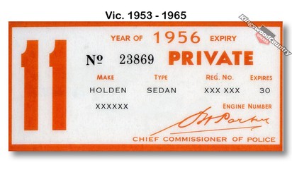 Victorian Registration label 1953-1965