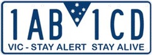 Victorian Number Plates from 2013 Stay Alert Stay Alive