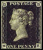  British Penny Black acknowledd as the world's 1st postage stamp.