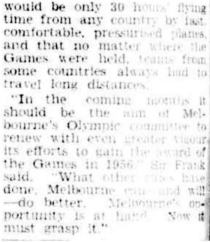 Melbourne Olympics Tuesday 28 September 1948