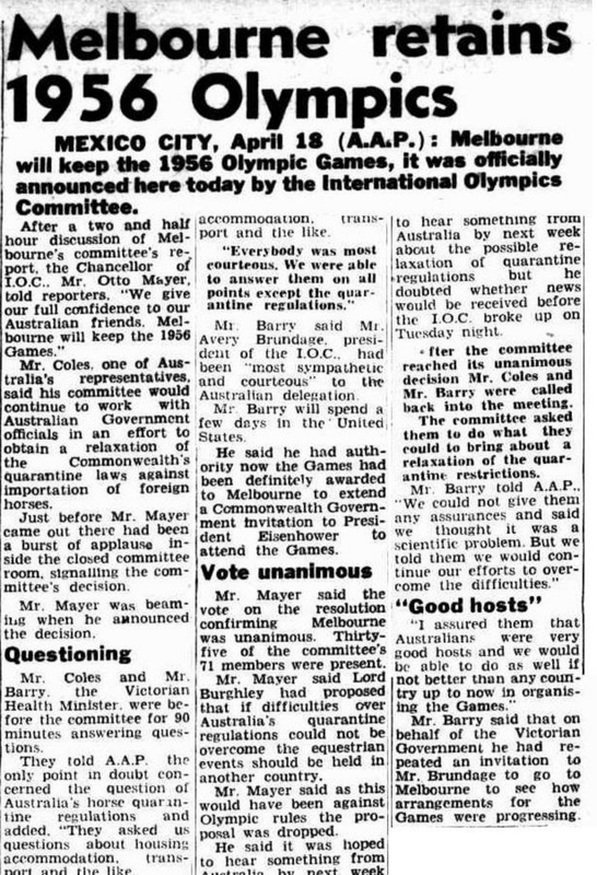Melbourne Olympics April 1953
