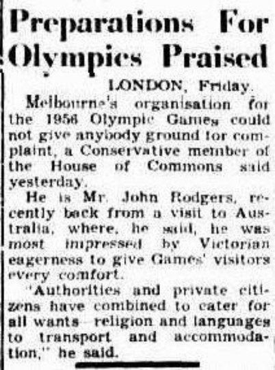 Melbourne Olympics October 1955