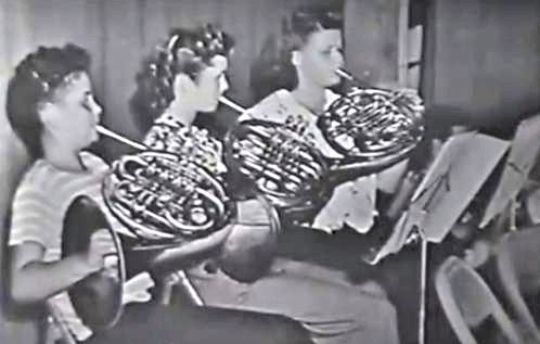 Debbie Reynolds playing the French Horn, Burbank Youth Symphony