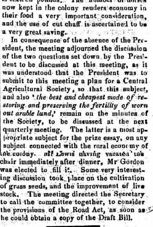 RICHMOND AGRICULTURAL SOCIETY Tasmania 1838