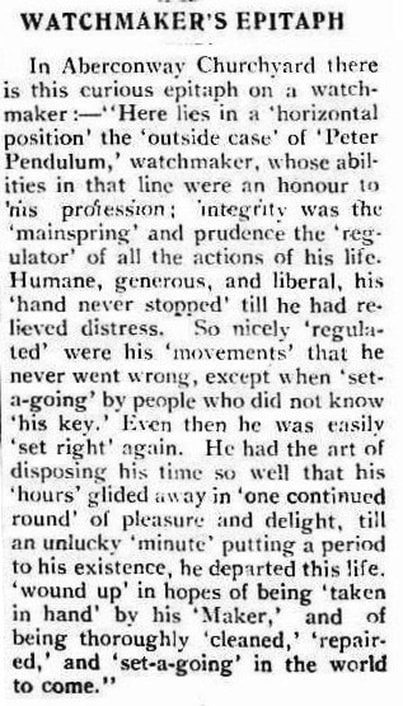 Peter Pendulum Watchmaker's Epitaph
