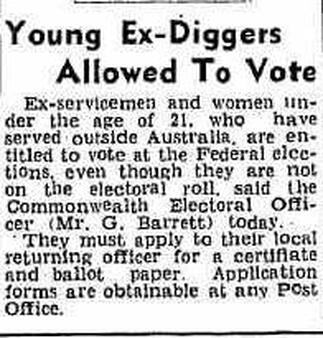 YOUNG EX-DIGGERS ALLOWED TO VOTE 1946