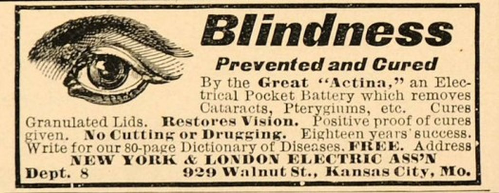 Electrical pocket battery for blindness cure