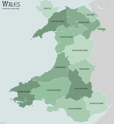 Counties of Wales map