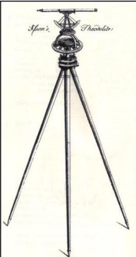 A Theodolite was used for surveying and a common feature of eighteenth-century theodolites was a horizontal circle measuring approximately ​twelve inches