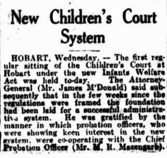 New children's court system, Hobart, Tasmania 1941