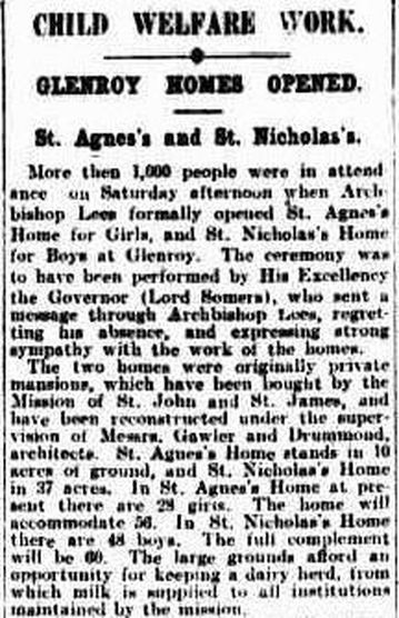St. Agnes & St. Nicholas, homes 1926 Glenroy