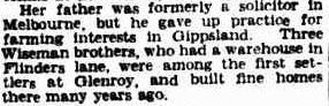 Wiseman murder Glenroy 1938