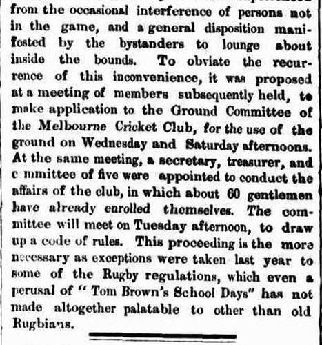 Beginnings of Aussie Rules football  Monday 16 May 1859