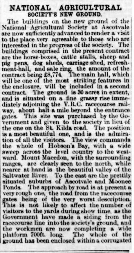 Royal Melbourne Show grounds Ascot Vale 1883