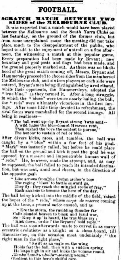 Melbourne Football Club 4 June 1859