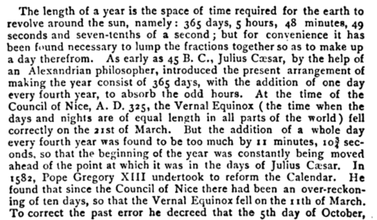 Reckoning of time, Julian & Gregorian calendars