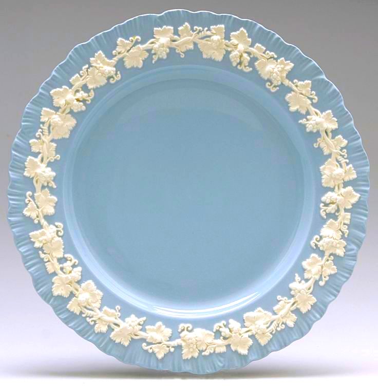 Wedgwood blue plate with white decor