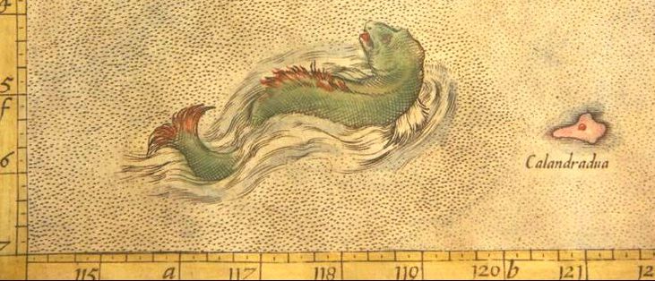 Sea Monster Cartouche on Old Map