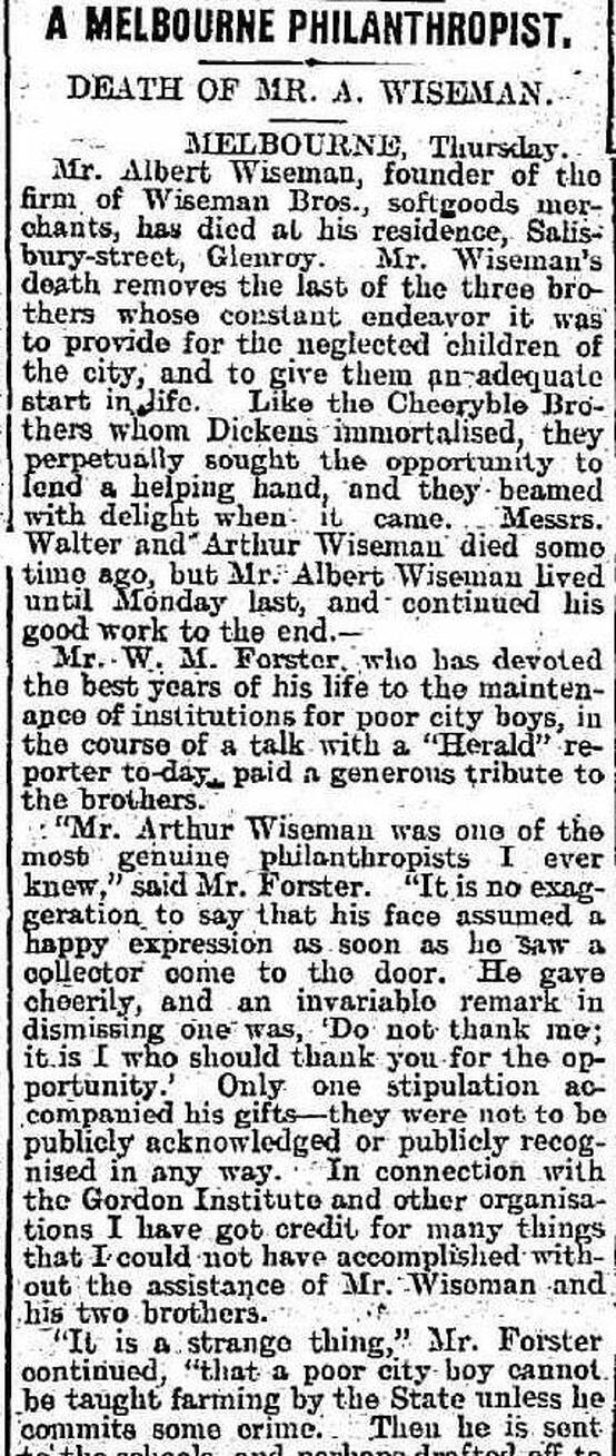 William Nark Forter 'Try Boys' pays tribute after death of Albert Wiseman