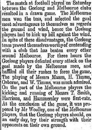 Melbourne v Geelong football 1860