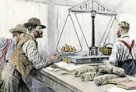 Gold being weighed during the Gold rush