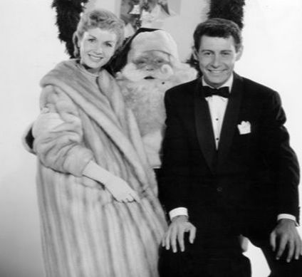 Debbie Reynolds & Eddie Fisher on Santa's knee