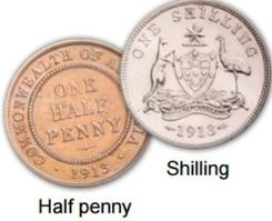Old Australian  Half Penny & Shilling