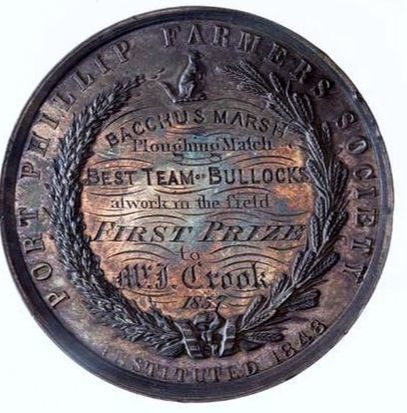 Port Phillip Farmers' Society, Silver Prize, Victoria, Australia, 1857
