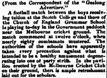 Football match Victoria 1858