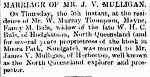 Marriage of J.V.Mulligan 1903