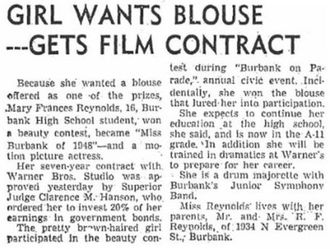 Debbie Reynolds 1948 film contract