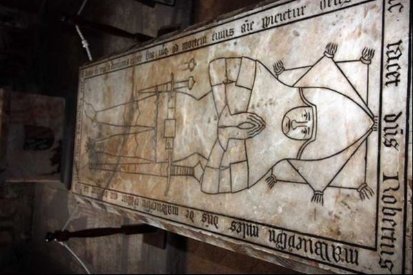 St Nicholas, Mavesyn Ridware, Staffs - Incised slab on tomb