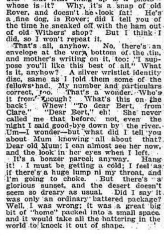 Parcel From Home, a Soldier's Story, The Daily News Perth, W.A. 1918