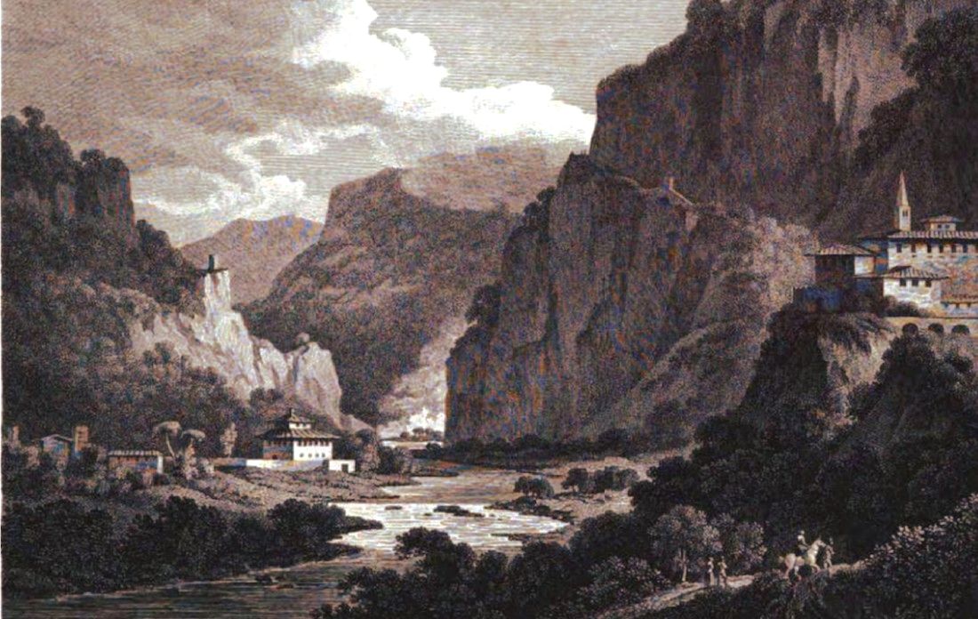 Approach to the cascade of Terni 1796