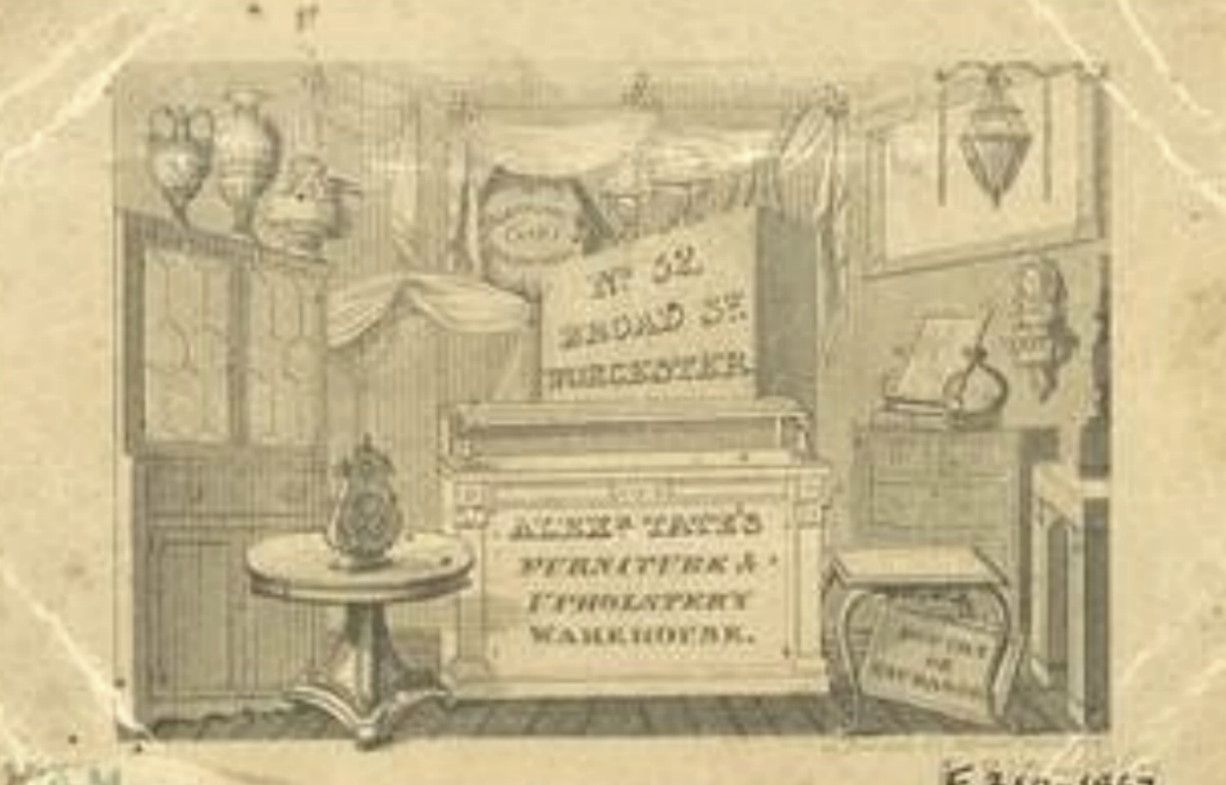 Old Trade card, Upholsterer, Furniture Maker