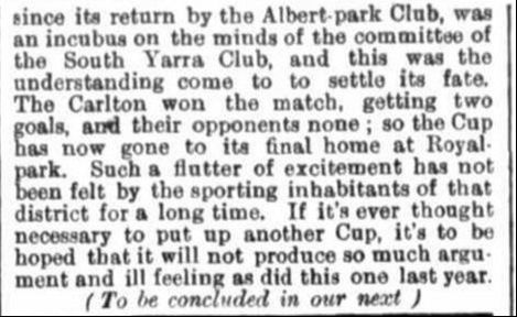 Carlton, Albert Park Football clubs 1871