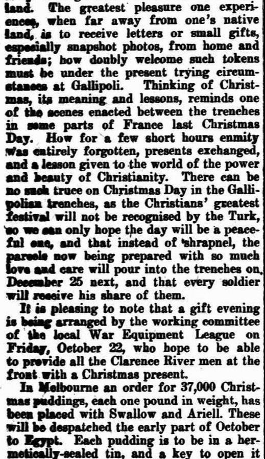 Christmas gifts for Soldiers 1915