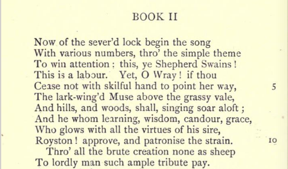 John Dyer, The Fleece, beginning of book 2