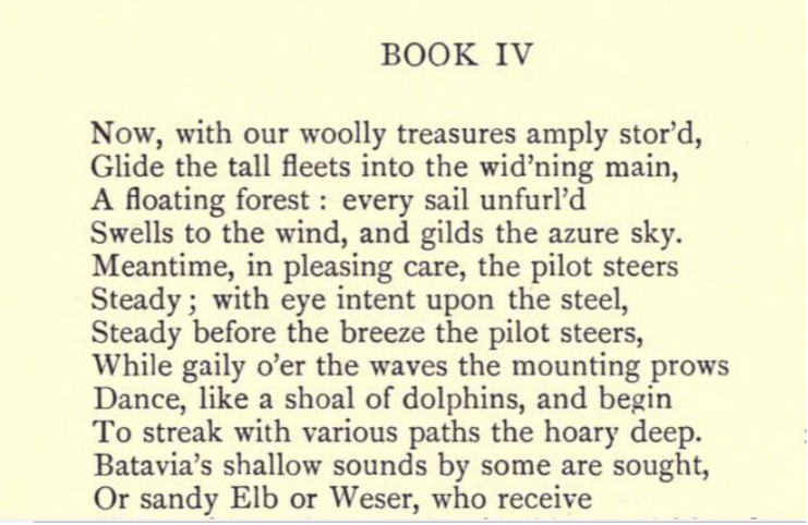 John Dyer, The Fleece, beginning of book 4
