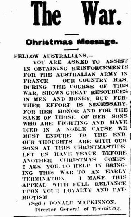 WW1 1916 Christmas Message