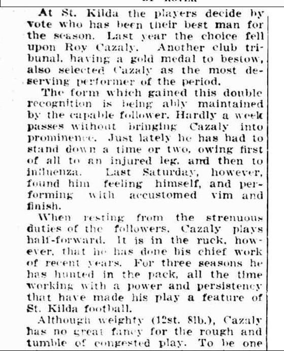 Football Roy Cazaly 1919