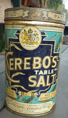Cerebos Salt was manufactured in England, net weight 1 1/2 pounds c1920