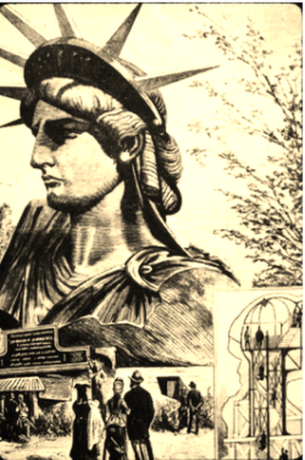 1878, the completed head of the Statue of Liberty was showcased