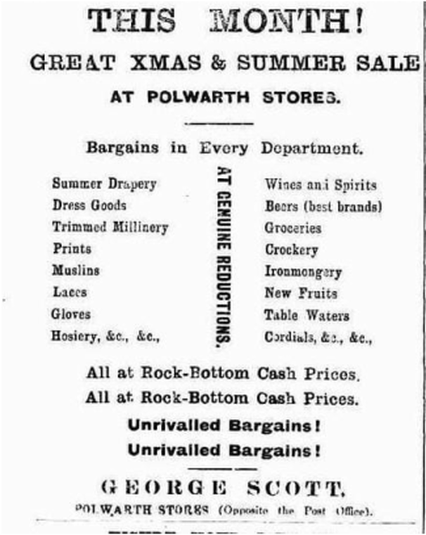 George Scott Christmas Bargains 1900