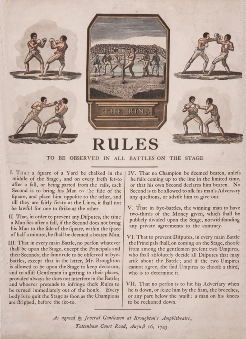 Rules- Jack Broughton British boxing champ early 1700's