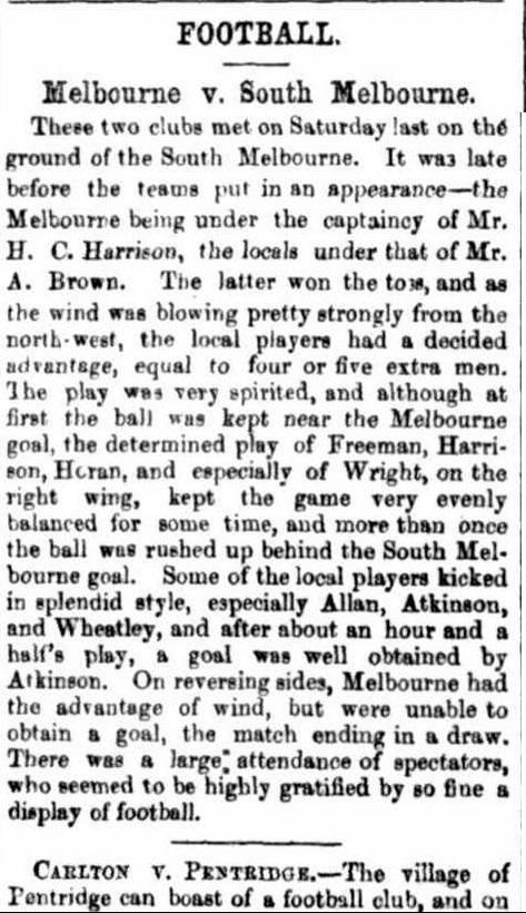 Football 1867- Melbourne v South Melbourne