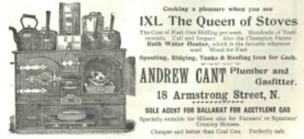 Vintage ads Andrew Cant Plumber Ballarat
