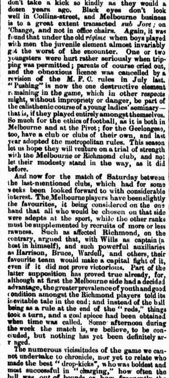 Football, Melbourne v Richmond 1860