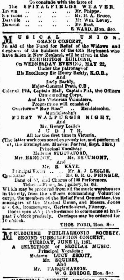 Complimentary Benefit to G.V.Brooke, by the Amateurs of Melb. May 1861