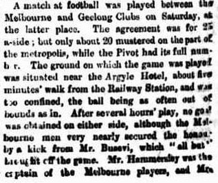 Melbourne v Geelong football 1860